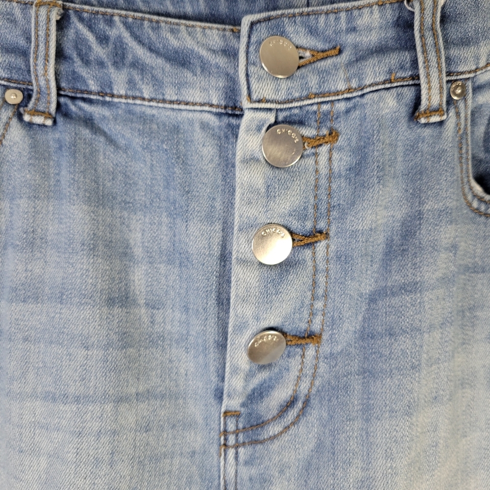 Chicos Wide Leg Crop Button Fly Denim Size 6/0.5 - Picture 3 of 9